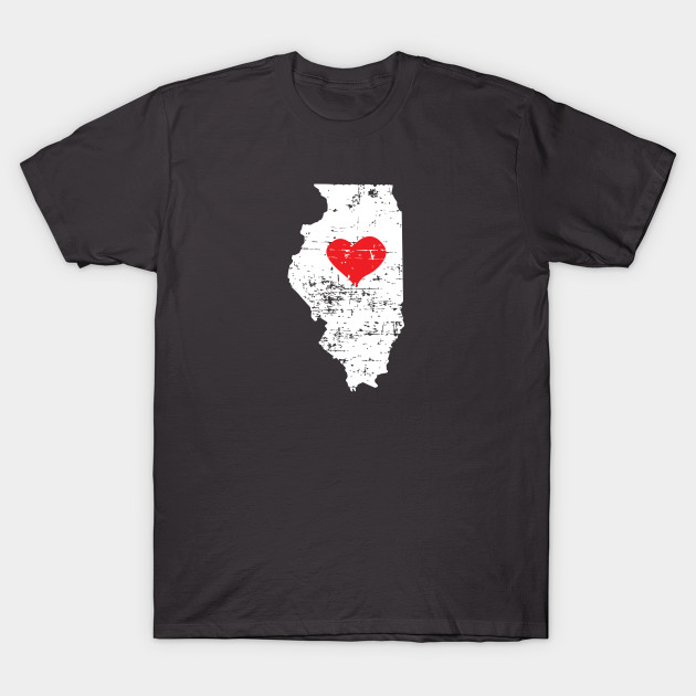 <3 Illinois Map Gift T Shirt for Men Women and Kids